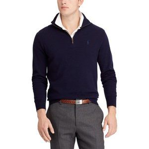 NWT Polo Ralph Lauren Navy Merino Wool Zip